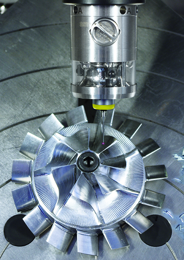 In-process part measurement via touch probing is quickly becoming a central component of any metrology strategy. (Image courtesy of Hexagon)